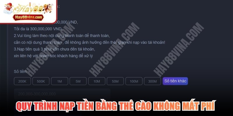 Quy trình nạp tiền bằng thẻ cào không mất phí và đơn giản