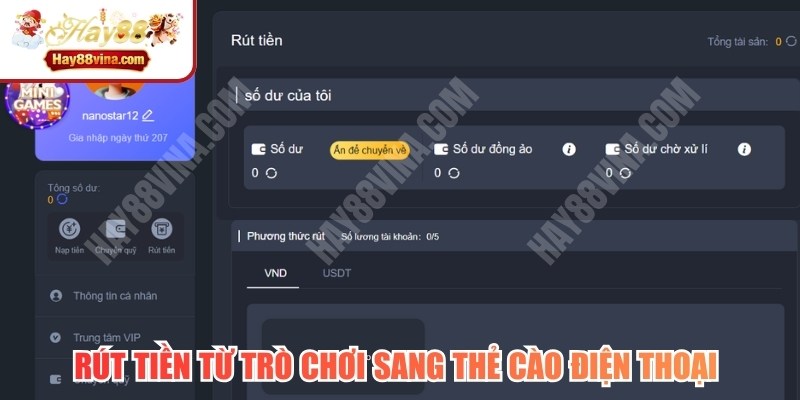 Rút tiền từ trò chơi sang thẻ cào điện thoại không giới hạn số lần