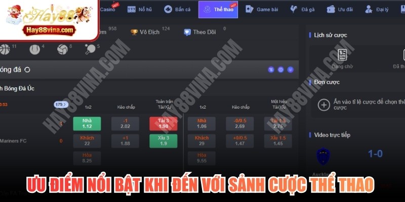 Ưu điểm nổi bật khi đến với sảnh cược tại Thể thao HAY88