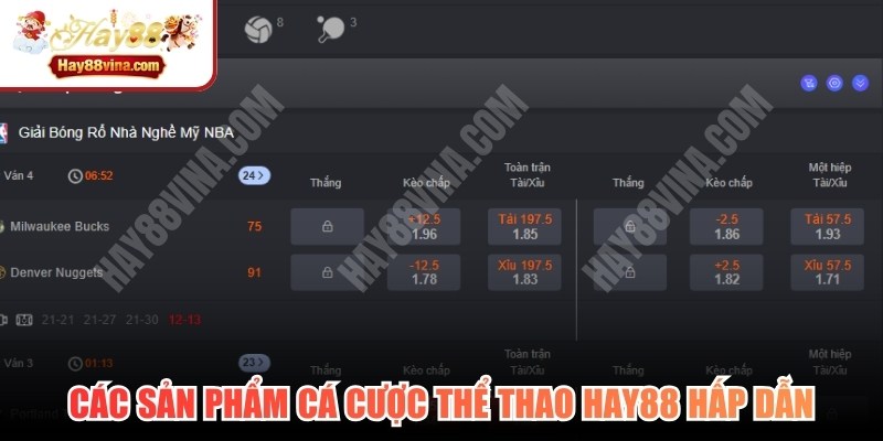 Các sản phẩm cá cược thể thao HAY88 hấp dẫn, đặc sắc