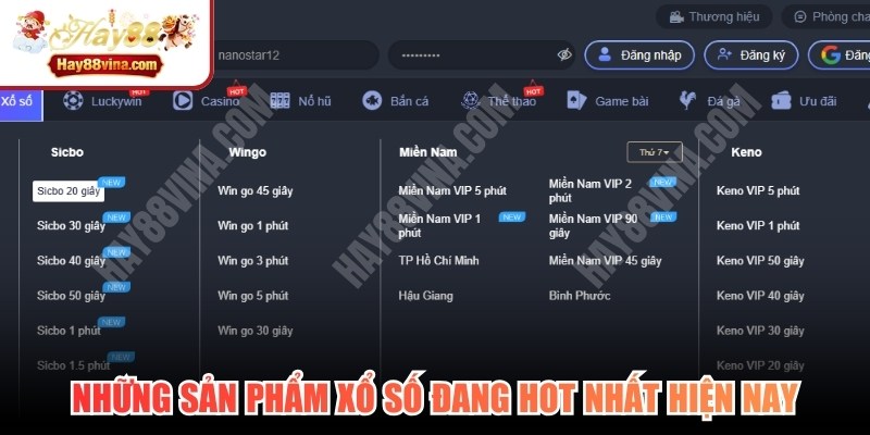 Những sản phẩm Xổ số đang hot nhất hiện nay tại HAY88